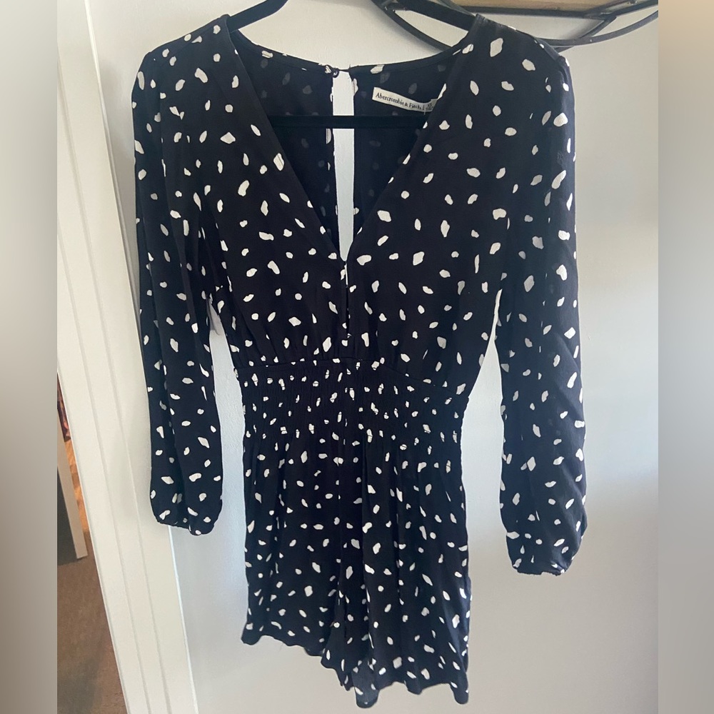 Black and white long sleeve romper